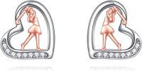 wholesale 925 Sterling Silver Sports Basketball Player Heart Stud Earrings s for Women-Golf