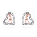 wholesale 925 Sterling Silver Sports Basketball Player Heart Stud Earrings s for Women-0-15