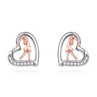 wholesale 925 Sterling Silver Sports Basketball Player Heart Stud Earrings s for Women-Golf