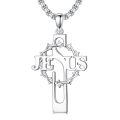 wholesale 925 Sterling Silver Jesus Cross Pendant Necklace Wholesale With Crown Of Thorns Design-0-0
