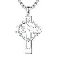 wholesale 925 Sterling Silver Jesus Cross Pendant Necklace Wholesale With Crown Of Thorns Design-Crown of Thorns-Jesus