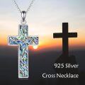 wholesale 925 Sterling Silver Abalone Shell Inlay Celtic Knot Cross Pendant Necklace Christian  for Women and Men-0-2