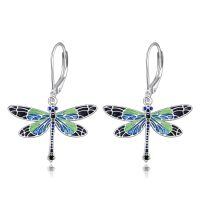 wholesale 925 Sterling Silver Enamel Dragonfly Drop Earrings Gift for Her-Hummingbird earrings