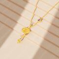 wholesale  18K Gold-Plated & 925 Sterling Silver December Birth Flower Necklace with Narcissus/Holly/Daisy Pendant - Adjustable Chain-0-2