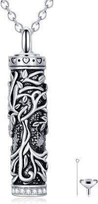 wholesale TOUPOP Tree Of Life Cremation Jewelry For Ashes, Cylinder Bar Urn Necklaces For Ashes Sterling Silver Family Tree Keepsake Necklace For Ashes Memorial Gifts For Women Mom Wife Sister -undefined