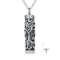 TOUPOP Sterling Silver Tree Of Life Cylinder Bar Cremation Jewelry For Ashes Memorial Keepsake-undefined