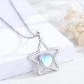 wholesale 925 Sterling Silver Star Heart Moonstone Pendant Necklace for Women Birthdays Gifts-0-2
