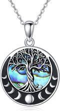 wholesale 925 Sterling Silver Abalone Shell Celtic Knot Tree of Life Pendant Necklace-0-0