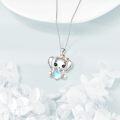 wholesale 925 Sterling Silver Heart-Shaped Elephant with Bow and Stone Pendant Necklace-0-3
