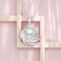 wholesale 925 Sterling Silver AAA+ White Freshwater Pearl Spiral Design Pendant Necklace-0-2
