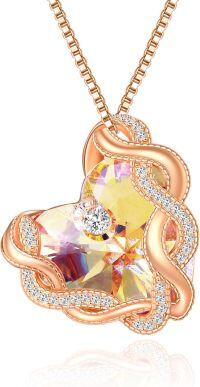 wholesale 925 Sterling Silver Infinity Heart Birthstone Crystal Necklace-04-Apr-Diamond White