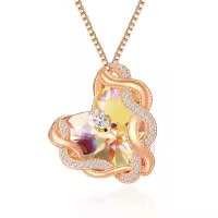 wholesale 925 Sterling Silver Infinity Heart Birthstone Crystal Necklace-04-Apr-Diamond White