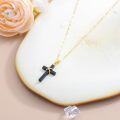 wholesale 14K Gold Black Onyx Cross Pendant Necklace with Chain - 20 inches-0-1