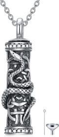 wholesale TOUPOP Snake Urn Necklaces For Ashes, Cylinder Bar Urn Necklace 925 Sterling Silver Celtic Snake Keepsake Necklace For Ashes Memorial Cremation Jewelry For Ashes Gifts For Women Men -0-0