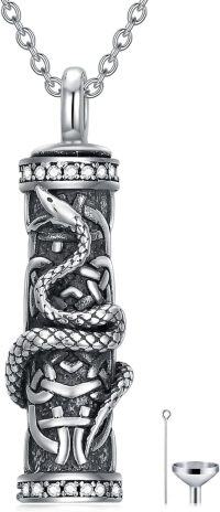 wholesale TOUPOP Snake Urn Necklaces For Ashes, Cylinder Bar Urn Necklace 925 Sterling Silver Celtic Snake Keepsake Necklace For Ashes Memorial Cremation Jewelry For Ashes Gifts For Women Men -undefined