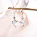 wholesale 925 Sterling Silver White Fire Opal Dolphin Drop Earrings for Women Girls s 4cm Long-0-1