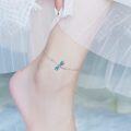 wholesale 925 Sterling Silver Blue Opal Dragonfly Anklet for Women - Adjustable Size-0-1