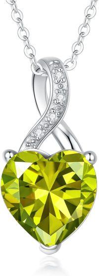 wholesale 925 Sterling Silver 1 10cttw Real Cubic Zirconias Heart Birthstone Necklace for Women Mom Wife-8. August - Aug.