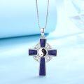 wholesale 925 Sterling Silver Yin Yang Lapis Lazuli Celtic Cross Trinity Knot Pendant Necklace-0-2