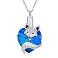 wholesale 925 Sterling Silver Blue Crystal Fox Head Pendant Necklace with Chain-0-0