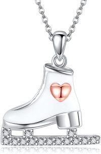 wholesale 925 Sterling Silver Heart-Shaped Skate Pendant Necklace for Women Sportswear s-Ice Skating