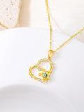 TOUPOP 14K Gold Blue Opal Sea Turtle Heart Pendant Necklace-0-3