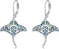 wholesale 925 Sterling Silver Abalone Shell Inlay Stingray Drop Earrings Ocean  for Her-Manta Earrings