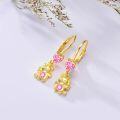wholesale Gold 925 Sterling Silver Angel Heart Pink Crystal Drop Earrings  for Women Girls-0-3