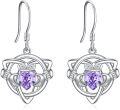 wholesale Sterling Silver Crystal Claddagh Celtic Knot Heart Dangle Earrings-0-5