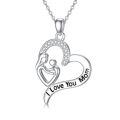 wholesale 925 Sterling Silver Mother Child Heart Necklace I Love You Mom Pendant-0-0