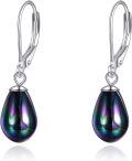 wholesale Sterling Silver Pearl Leverback Dangle Earrings for Women Gifts - Rhodium Plated-0-6