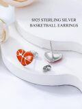 wholesale 925 Sterling Silver Heart-Shaped Basketball Stud Earrings for Sports Lovers Gift-0-2