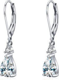 wholesale 925 Sterling Silver Teardrop Moonstone & Blue Topaz Dangle Earrings for Women-White