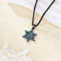 wholesale S925 Sterling Silver Turquoise Star of David Necklace, Adjustable Chain, Gift for Lovers & Friends, 0.85-1.28 Pendant-0-1