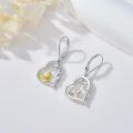 wholesale 925 Sterling Silver Yellow Duck in Heart Shape Drop Earrings for Women Girls Gifts-0-1