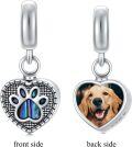 wholesale 925 Sterling Silver Heart Photo Charm with Paw Print for Ashes Bracelet Necklace Gift for Women-0-1