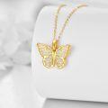 wholesale 14K Gold White Opal Butterfly Necklace Pendant for Women Wife Mom-0-2