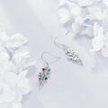 wholesale 925 Sterling Silver Purple Poppy Flower Drop Dangle Earrings with Green Leaves and CZ Stones for Women Girls -0-29