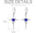 wholesale TOUPOP Sapphire Cross Earrings For Women Sterling Silver September Birthstone Earrings Heart Cross Drop Dangle Earrings Jewelry Birthday Anniversary Christmas Gifts For Her Wife Girlfriend Mom -0-4