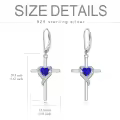 TOUPOP Sterling Silver Sapphire Earrings Heart Cross Drop Dangle Jewelry Gifts-0-4