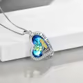 TOUPOP Sterling Silver Crystal Mermaid Necklace Pendant-0-3