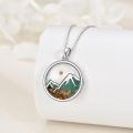 wholesale 925 Sterling Silver Mountain Landscape Pendant Necklace Wholesale With Green Accents-0-2