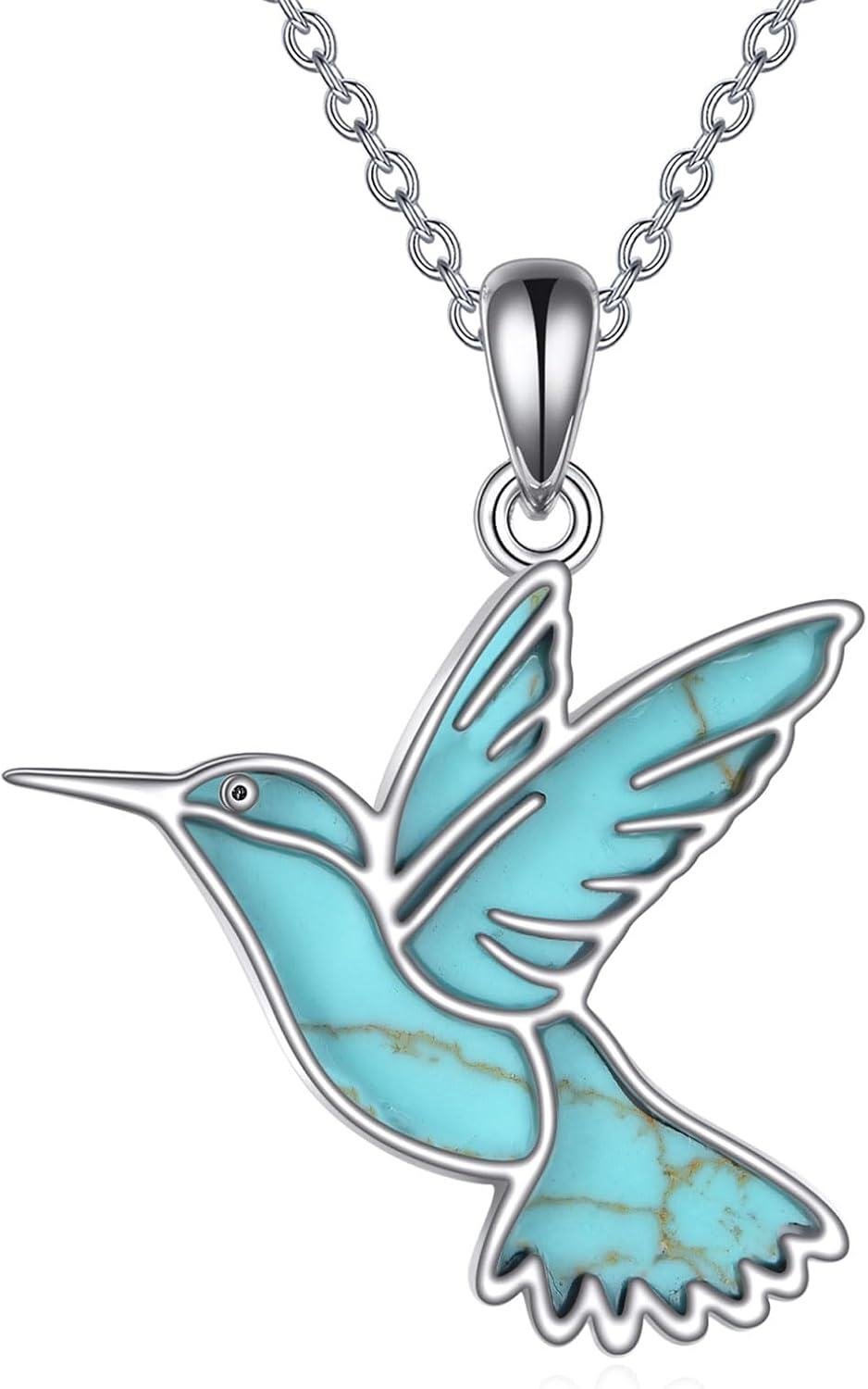 wholesale 925 Sterling Silver Turquoise Hummingbird Necklace for Women Mom Gifts-Turquoise