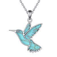 wholesale 925 Sterling Silver Hummingbird Necklace Wholesale Turquoise Inlay-Turquoise