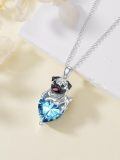 wholesale 925 Sterling Silver Happy Hugging Dog Heart Shape Blue Crystals Pendant Necklace-0-3