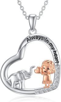 wholesale TOUPOP Elephant Gifts Sterling Silver Heart Elephant Pendant Necklace Birthday Christlas Jewelry Gifts For Women -undefined