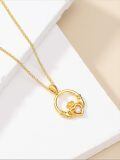 TOUPOP 14K Gold Claddagh Pendant Necklace, Irish Heart Celtic Jewelry Gift-0-3