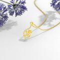 wholesale 14K Gold Floral Pendant Necklace with Cubic Zirconia and Chain - Birthday s for Her-0-3