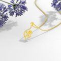 wholesale 14K Gold Floral Pendant Necklace with Cubic Zirconia and Chain - Birthday s for Her-0-3