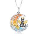 wholesale 925 Sterling Silver Rainbow Moon Cat Pet Urn Memorial Necklace-0-0